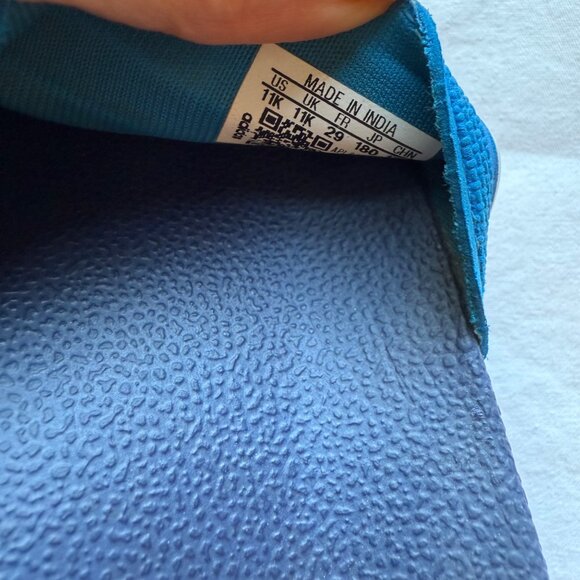 Adidas Kids Blue & White Slide Sandals With Red Logo 11K - Picture 9 of 9